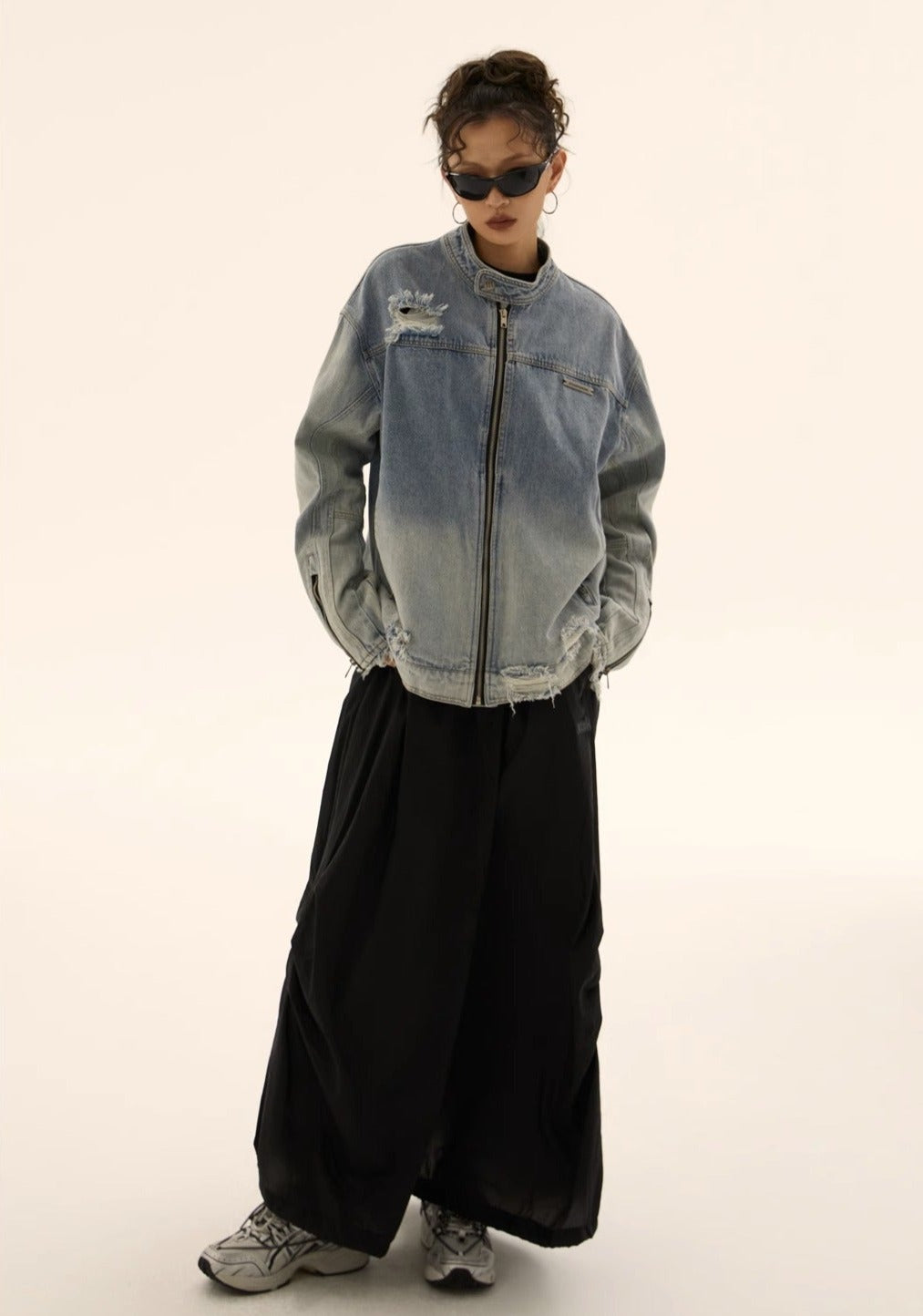 EZEK&STUDIO Washed Biker Denim Jacket