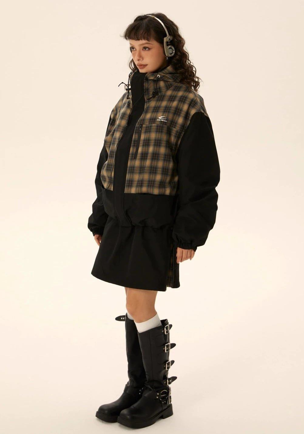 EZEK&STUDIO Checked Hooded Jacket