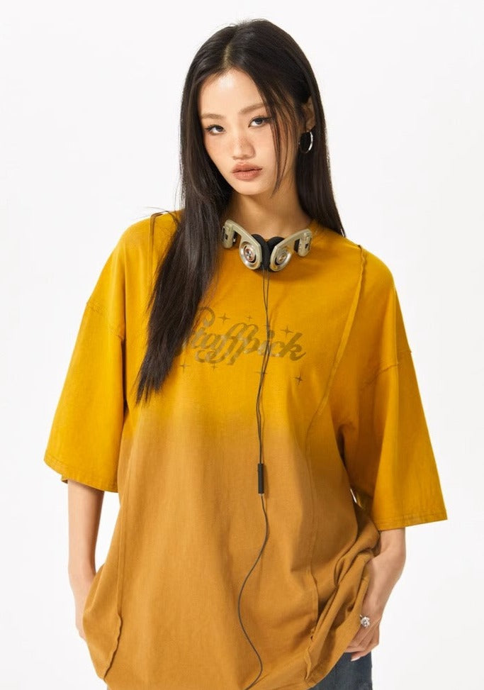 EZEK&STUDIO American Retro Loose Yellow T-shirt