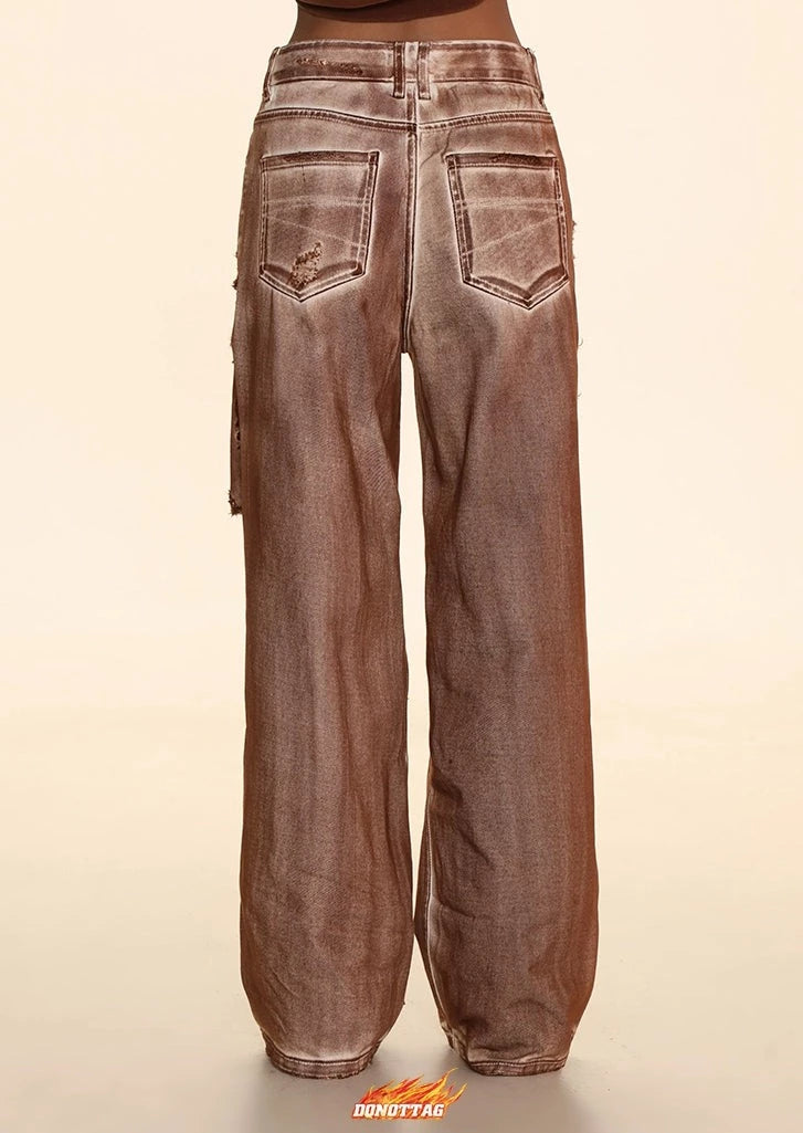 DONOTTAG retro design dirty ripped jeans