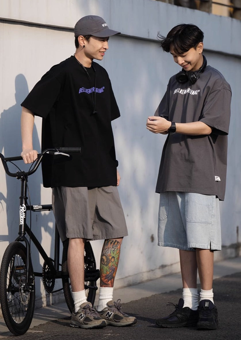 BELLKENIDE Simple Letter Print Solid Color T-shirt