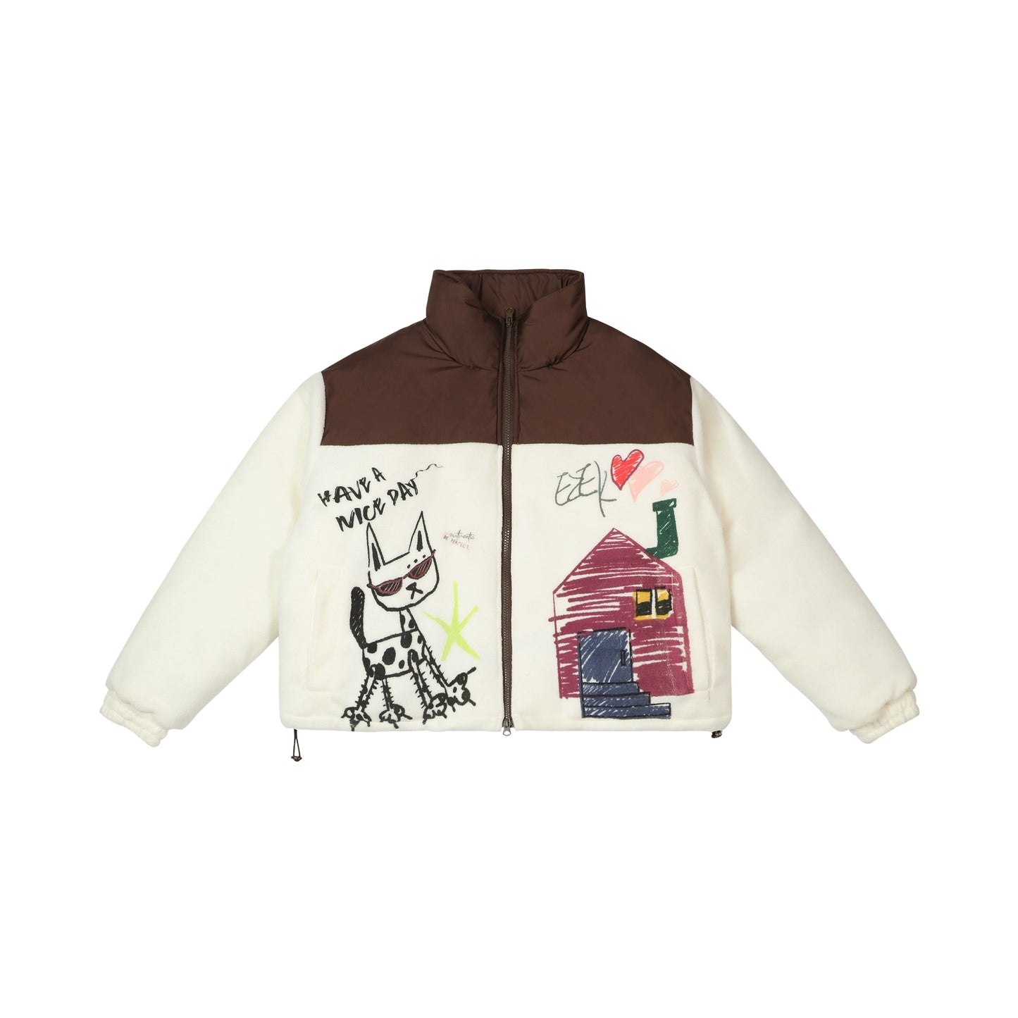 EZEK&STUDIO American Retro Stitching Stand-Up Collar Cotton Jacket