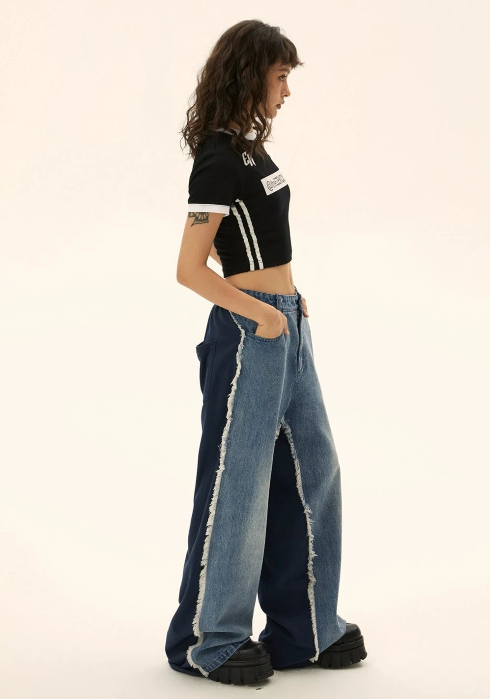 EZEK&STUDIO Two-Tone Denim Pants