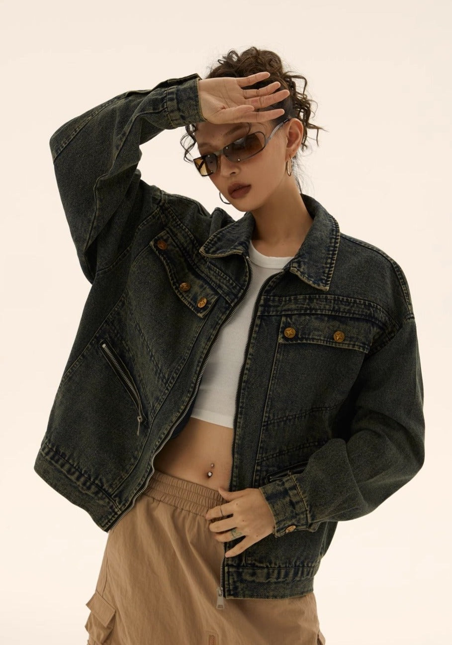 EZEK&STUDIO Washed black Denim Jacket