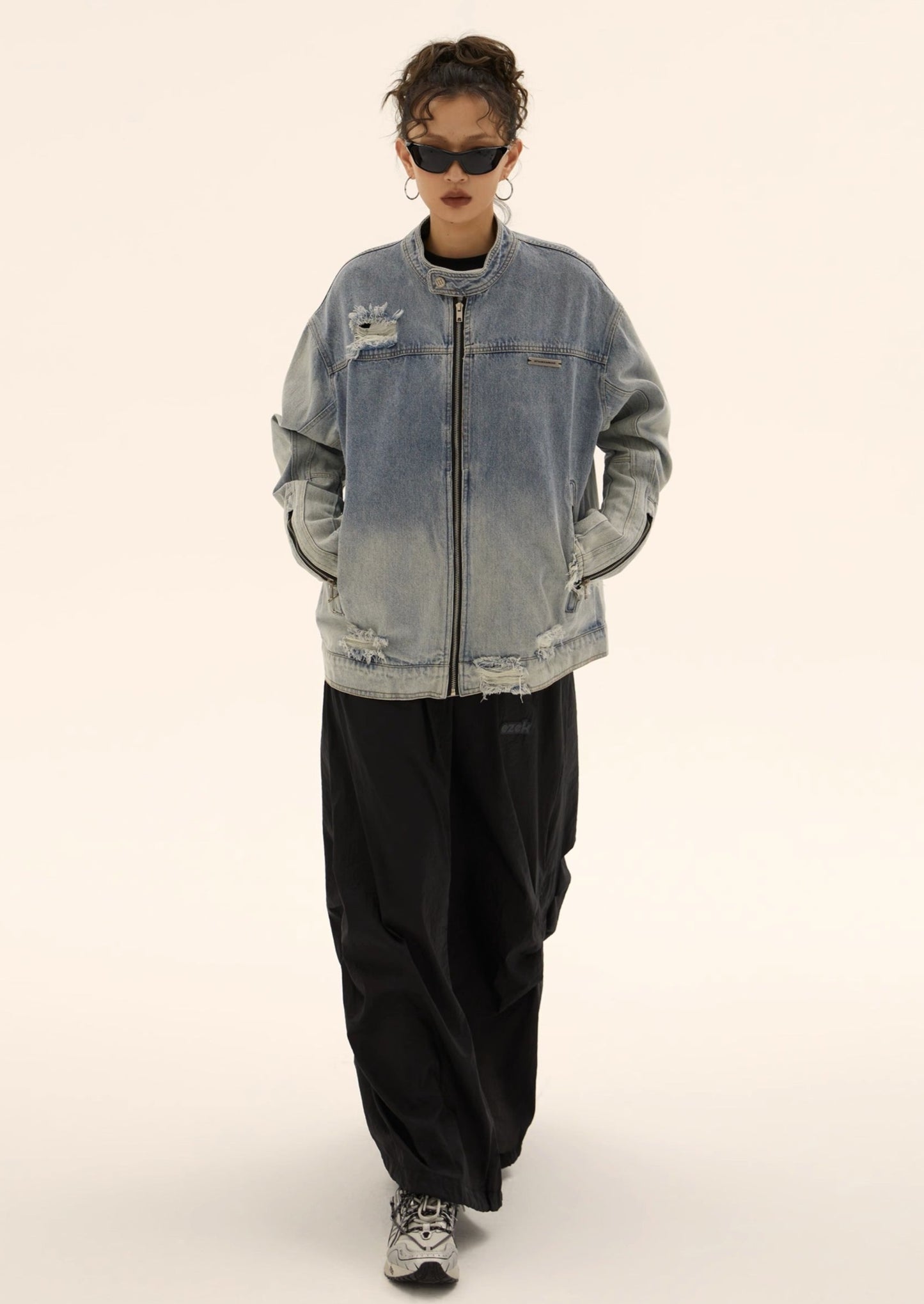 EZEK&STUDIO Washed Biker Denim Jacket
