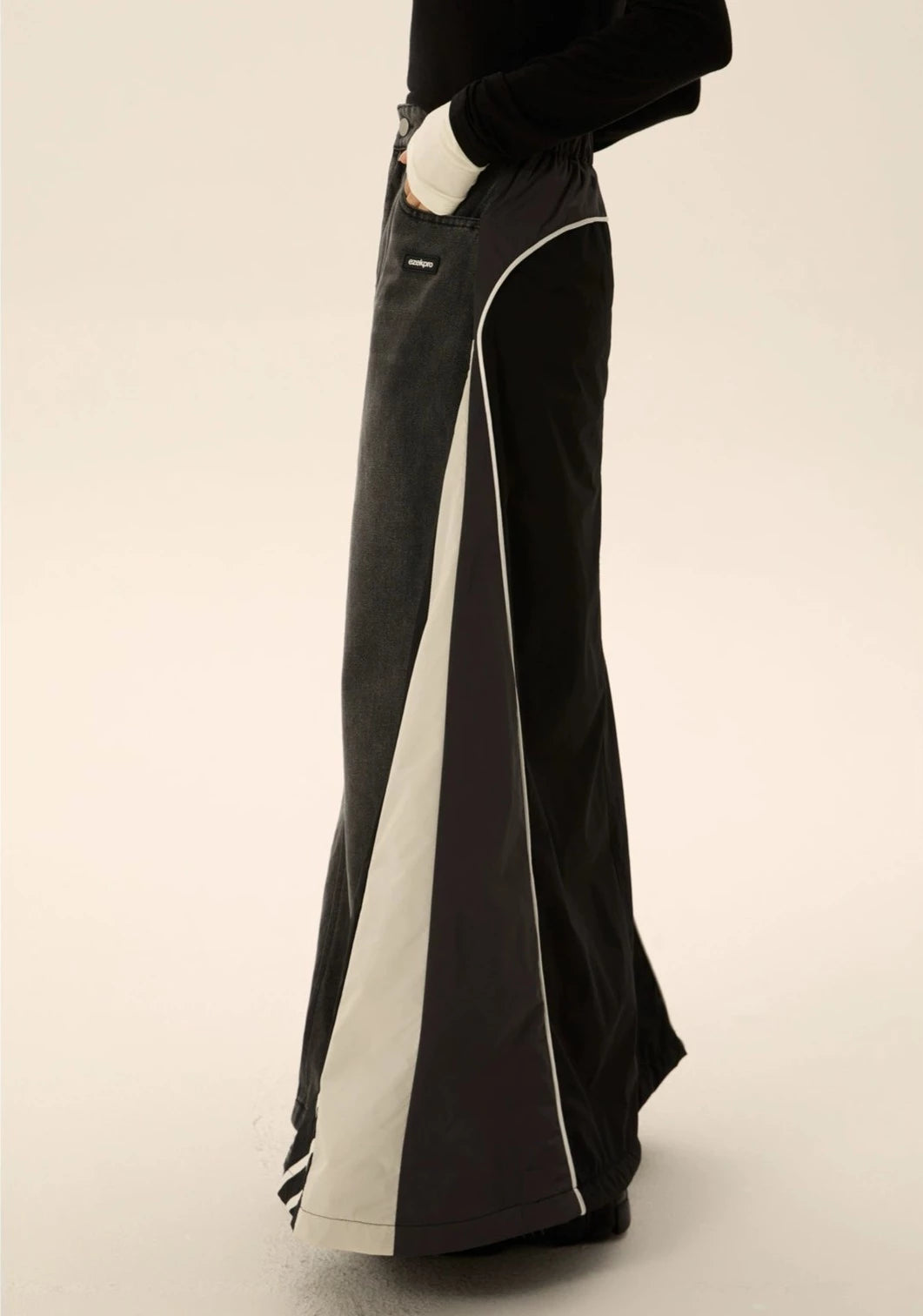 EZEK&STUDIO Vintage Splicing Denim Skirt