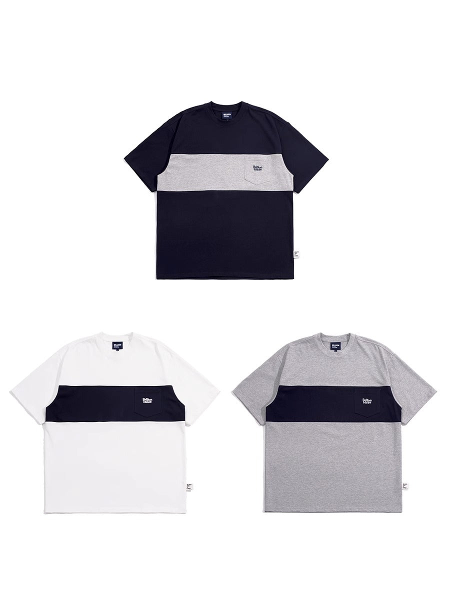 BELLKENIDE Patchwork Block Round Neck T-shirt