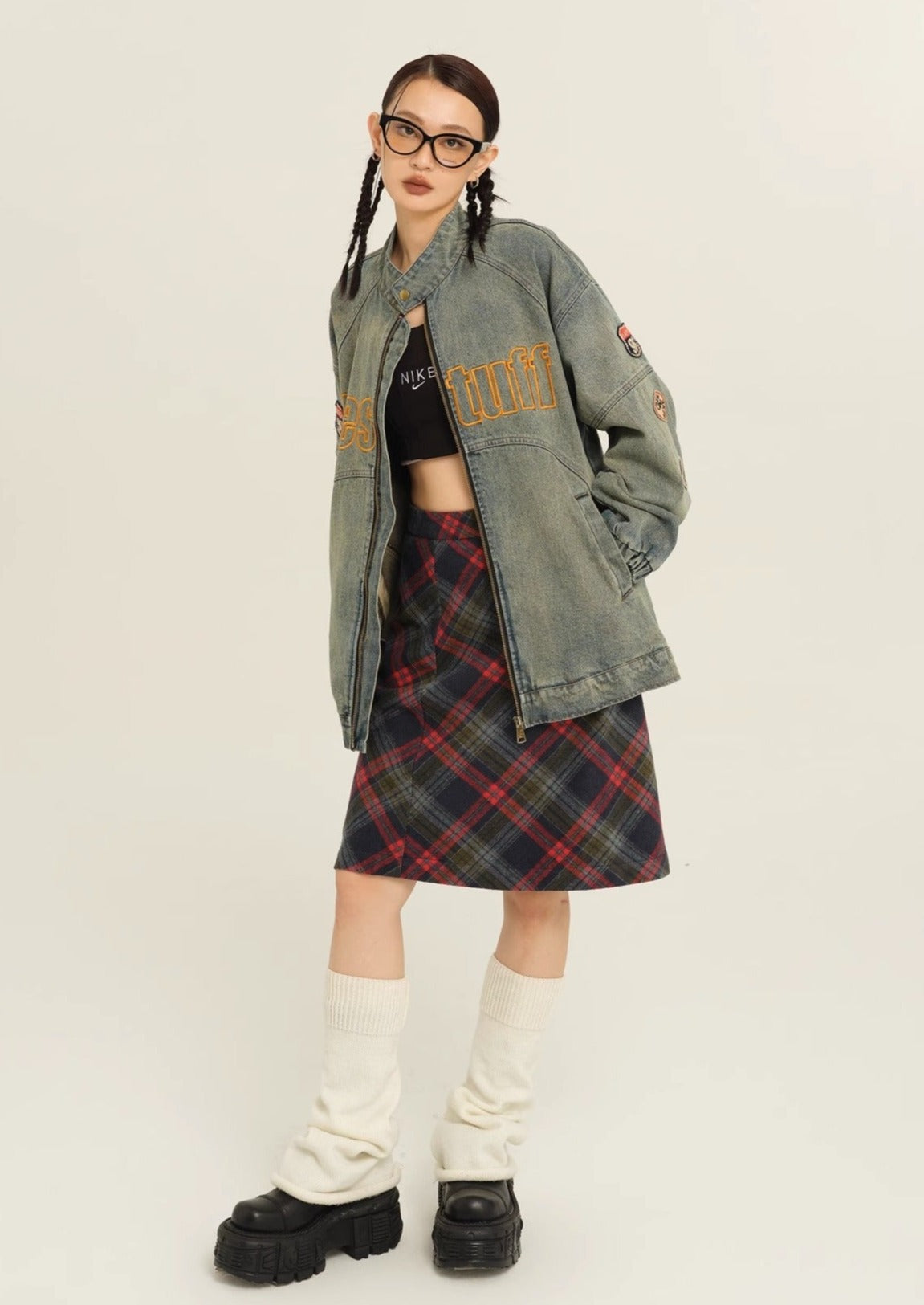 EZEK&STUDIO Biker Wind Vintage Denim Jacket