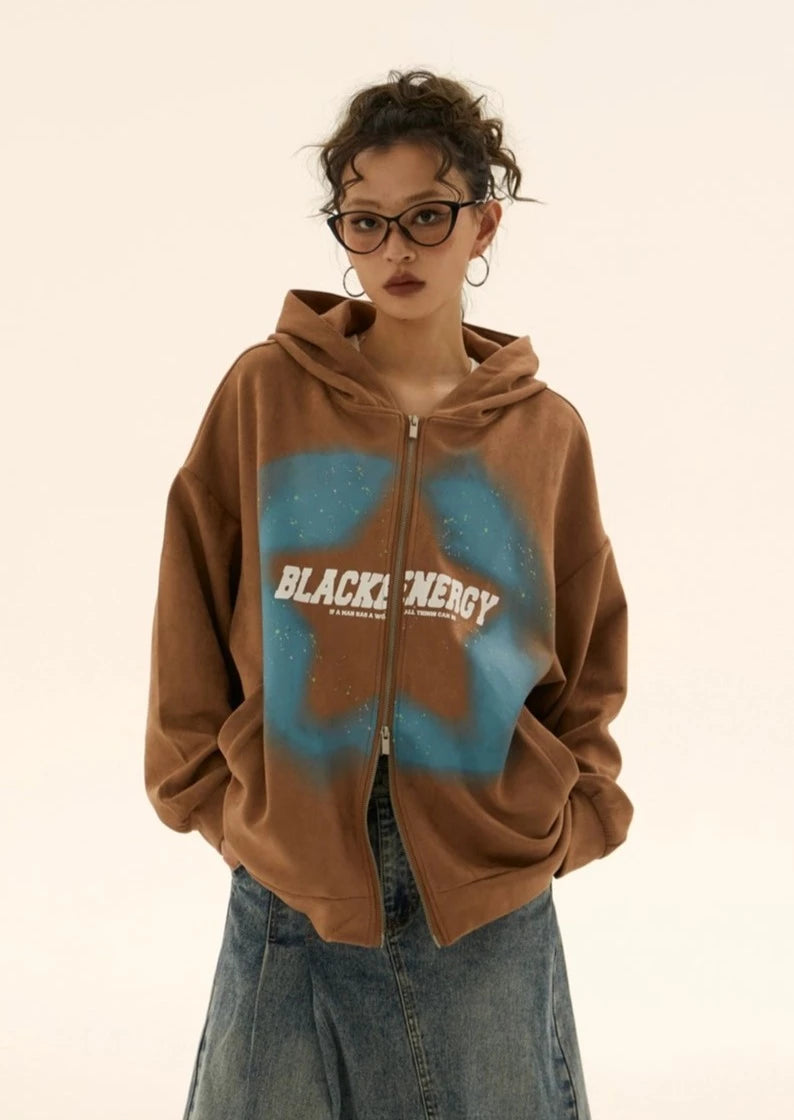 EZEK&STUDIO Graphic Star Zip Hoodie