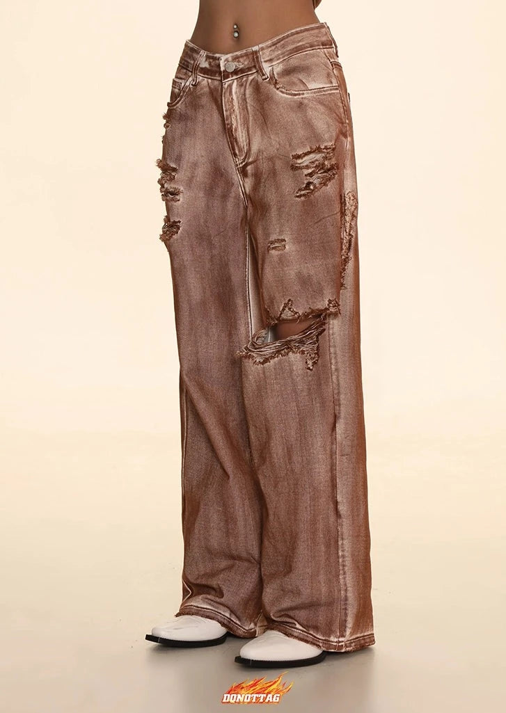 DONOTTAG retro design dirty ripped jeans