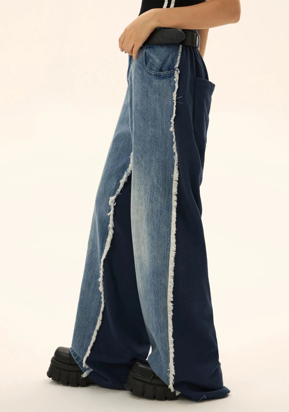 EZEK&STUDIO Two-Tone Denim Pants