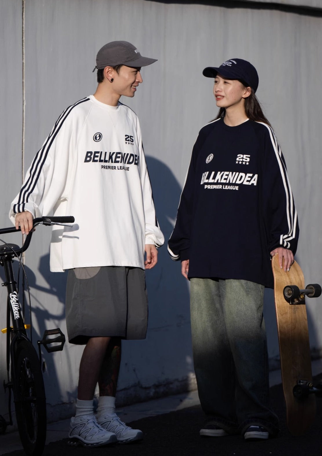 BELLKENIDE Cotton Three Stripes Long Sleeve T-Shirt