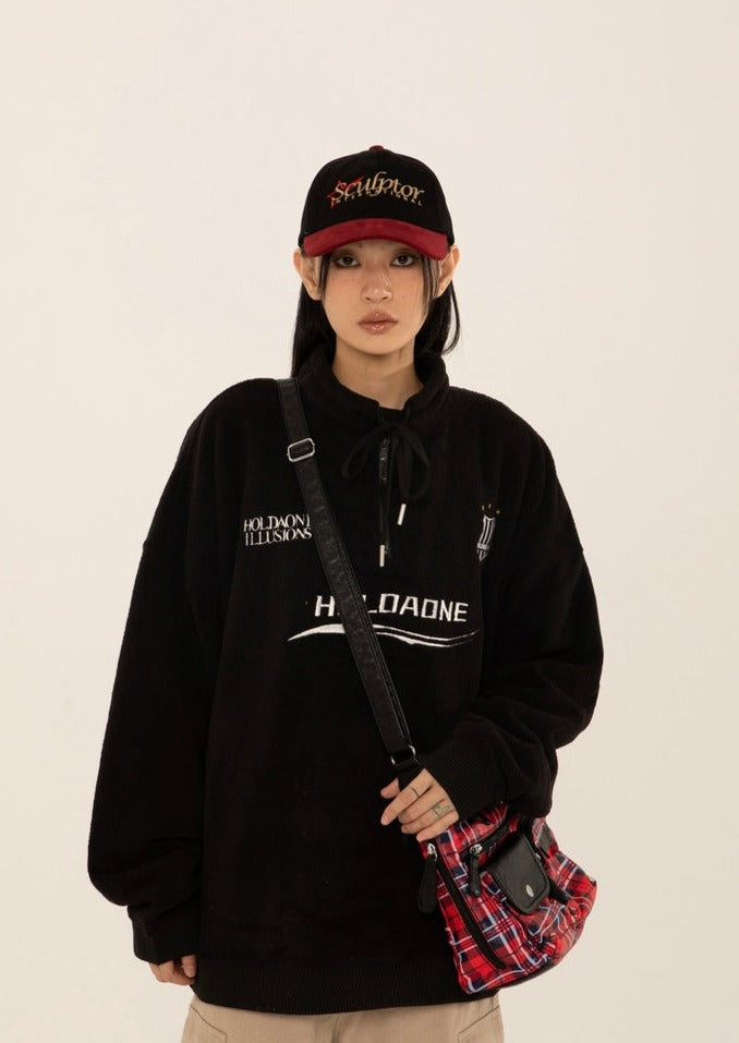EZEK&STUDIO Sporty Pullover Fleece Sweater