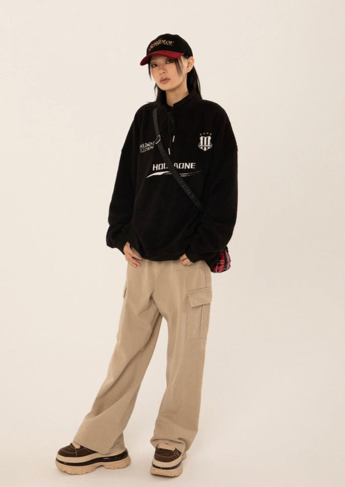 EZEK&STUDIO Sporty Pullover Fleece Sweater