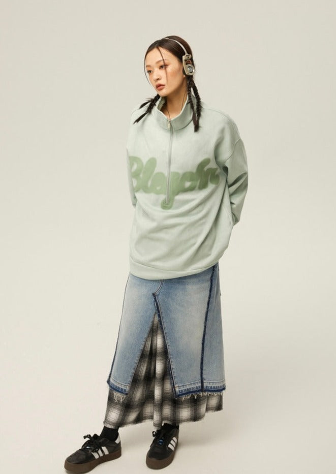 EZEK&STUDIO Suede Half Zip Sweater