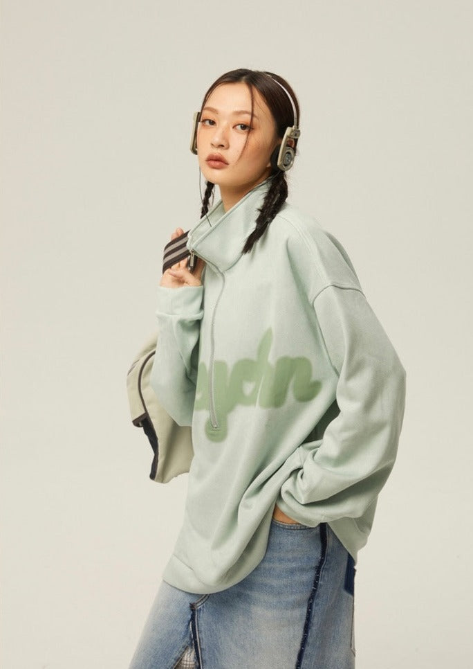 EZEK&STUDIO Suede Half Zip Sweater
