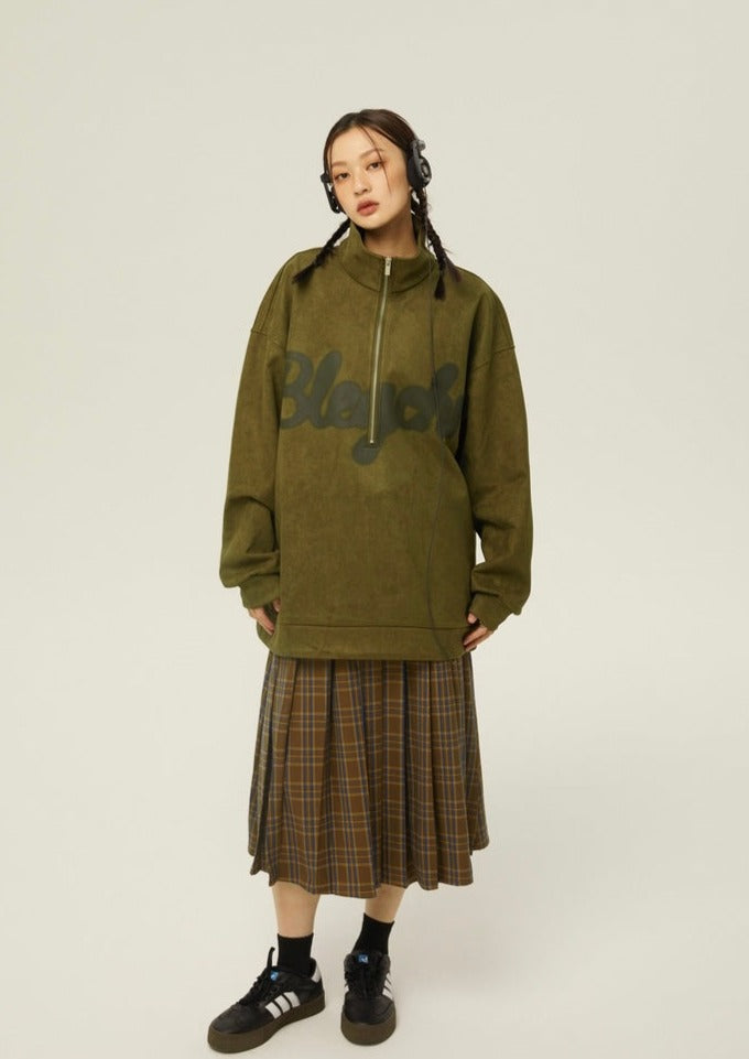 EZEK&STUDIO Suede Half Zip Sweater