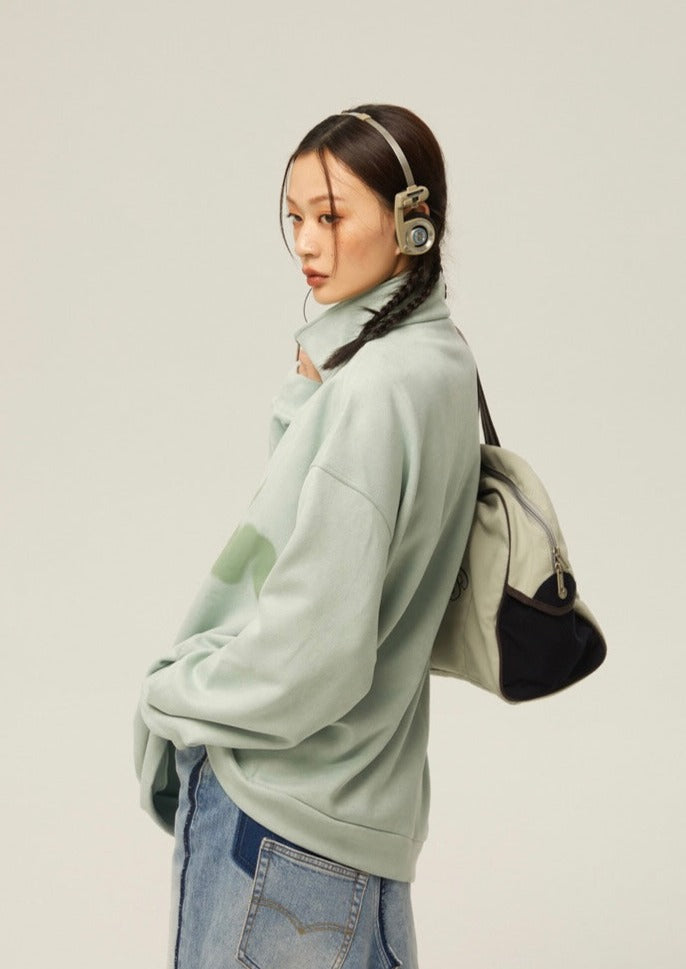 EZEK&STUDIO Suede Half Zip Sweater