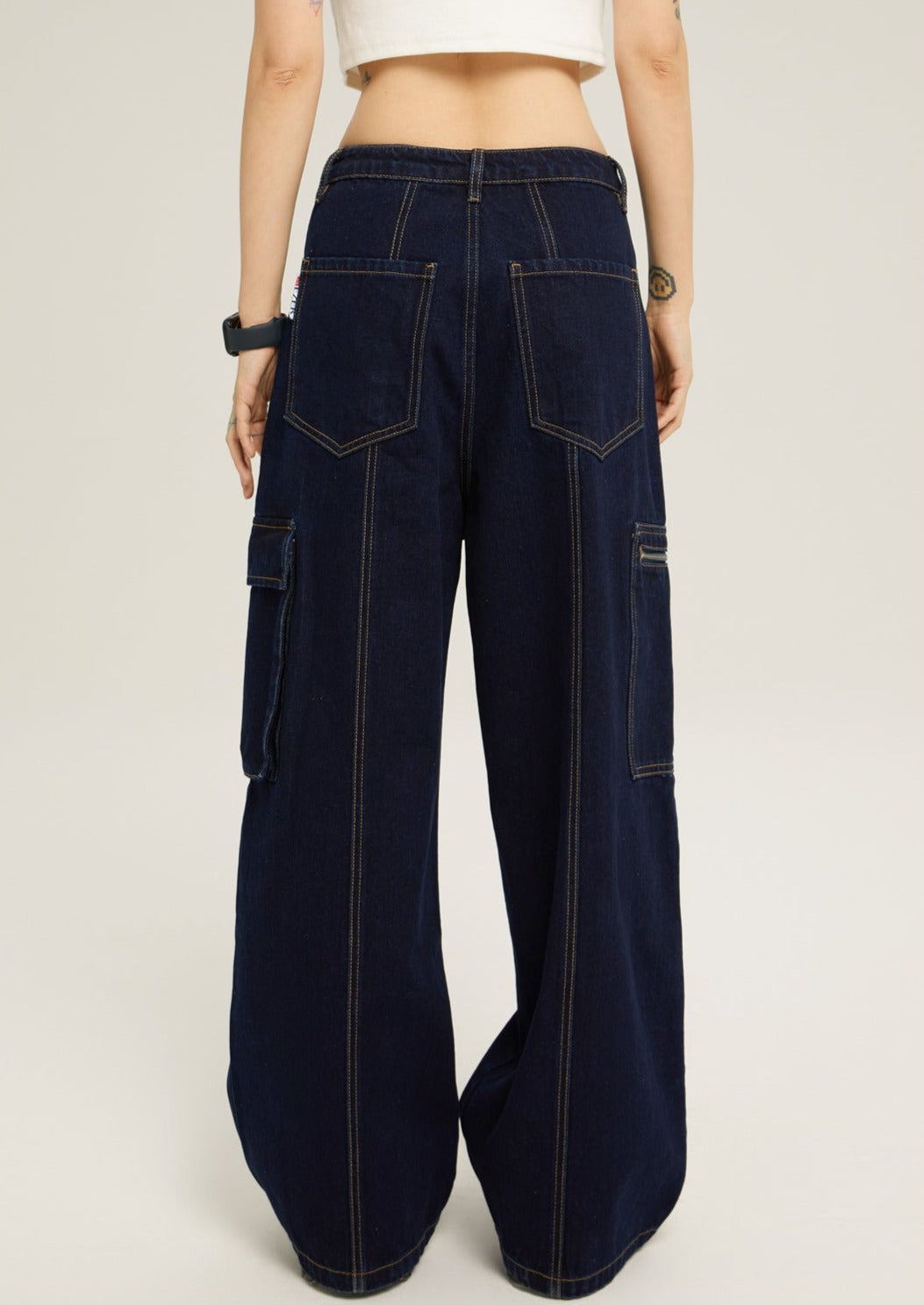 EZEK&STUDIO Indigo Blue Pocket Denim Pants