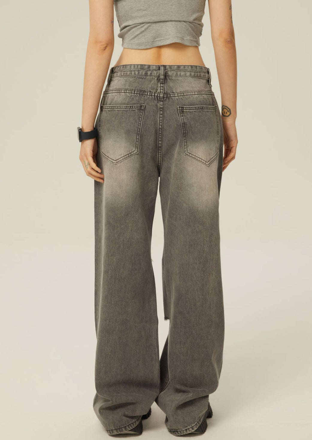 EZEK&STUDIO Damaged Black Denim Pants