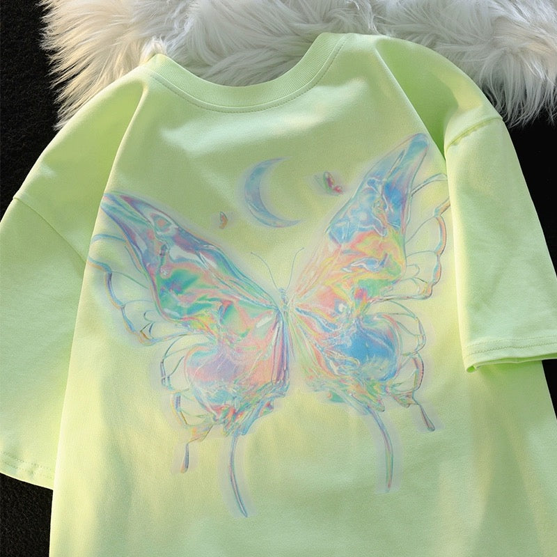 Konggeins Casual Butterfly Short Sleeve T-Shirt