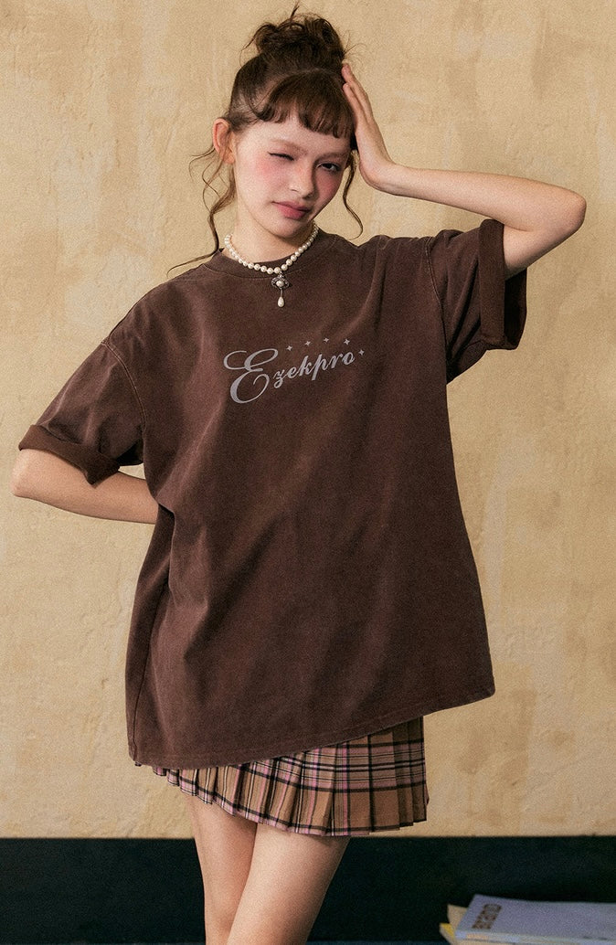 EZEK&STUDIO American Retro neck short sleeve T-shirt