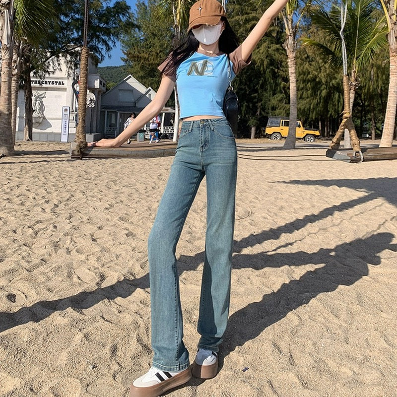 Konggeins American high waist street jeans