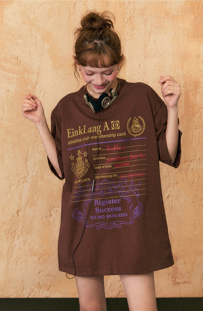 EZEK&STUDIO American Retro print casual short sleeve T-shirt