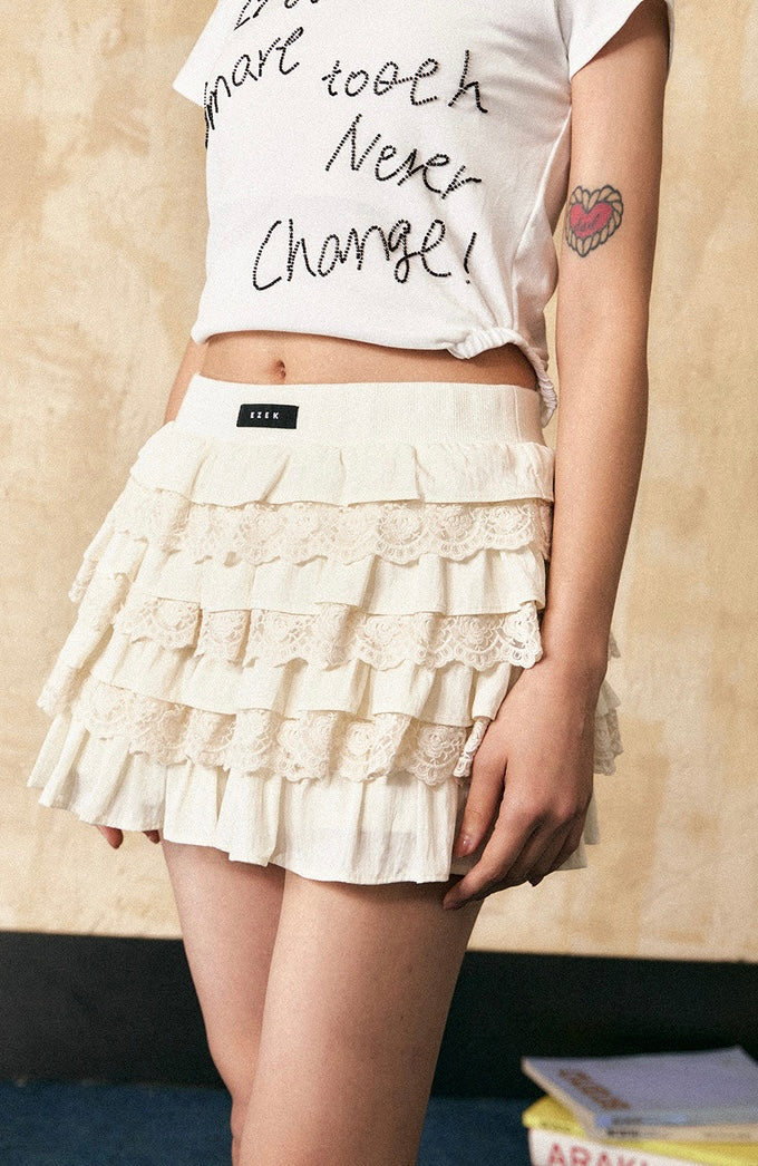 EZEK&STUDIO High Waist short lace skirt