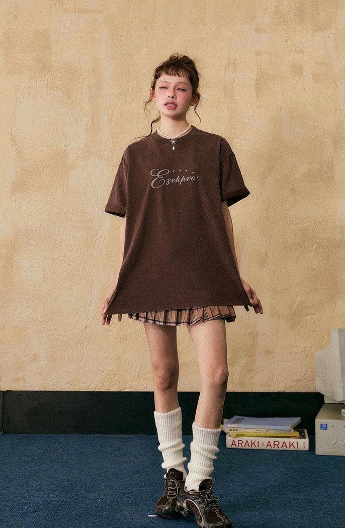 EZEK&STUDIO American Retro neck short sleeve T-shirt