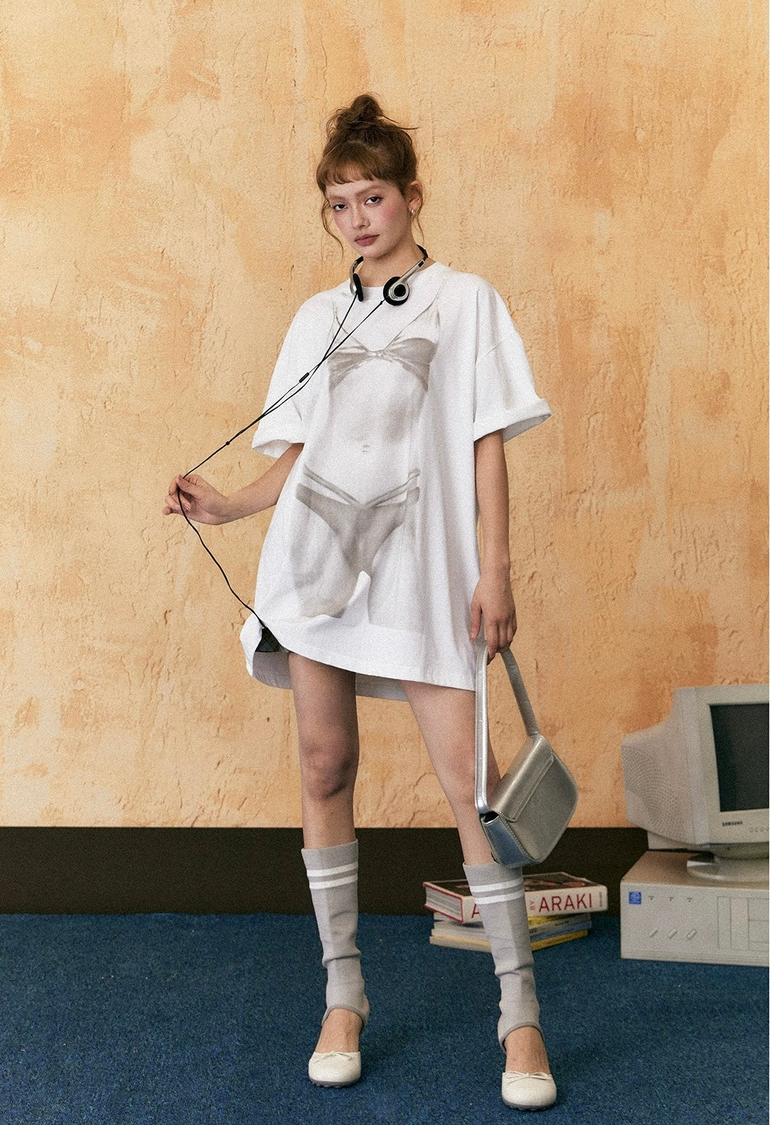 EZEK&STUDIO 2024新作モデル ルーズフィットプリント半袖Tシャツ 五分袖