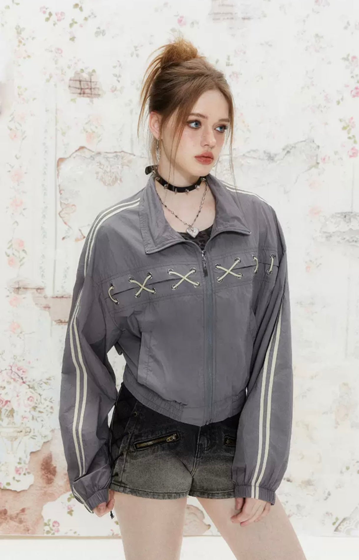 I'M ONE College Style Lace Stand Collar Sun Protection Shirt
