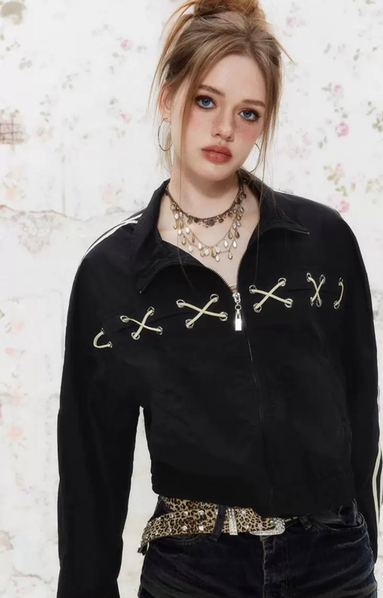 I'M ONE College Style Lace Stand Collar Sun Protection Shirt