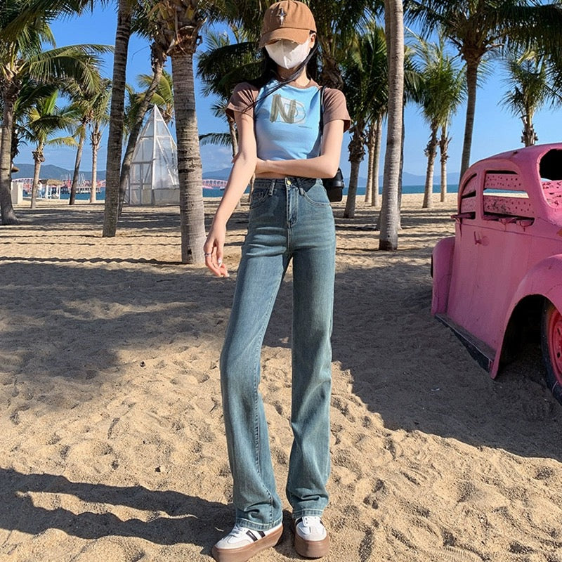 Konggeins American high waist street jeans
