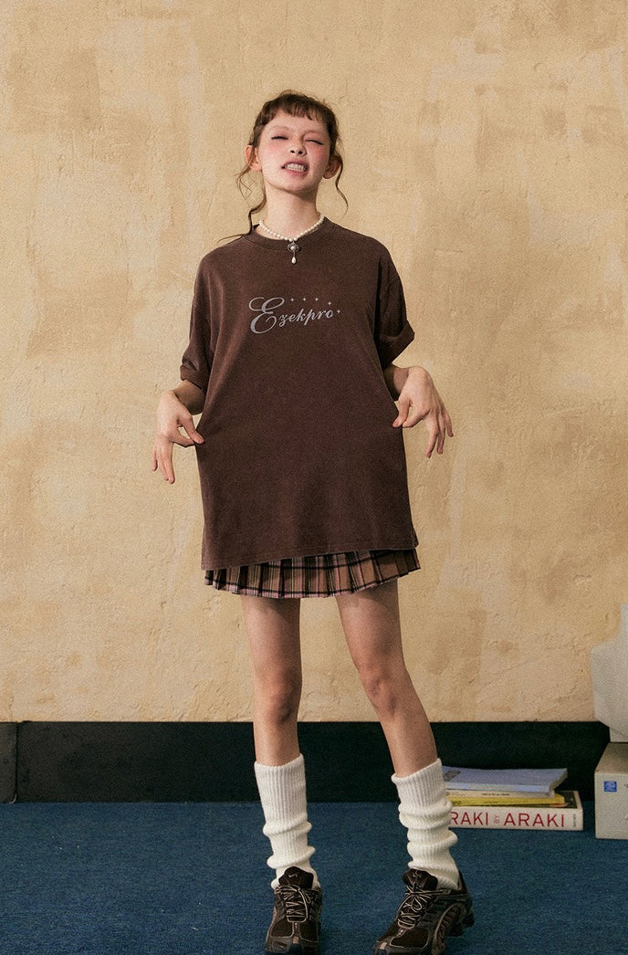 EZEK&STUDIO American Retro neck short sleeve T-shirt