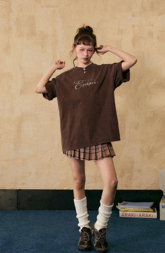 EZEK&STUDIO American Retro neck short sleeve T-shirt