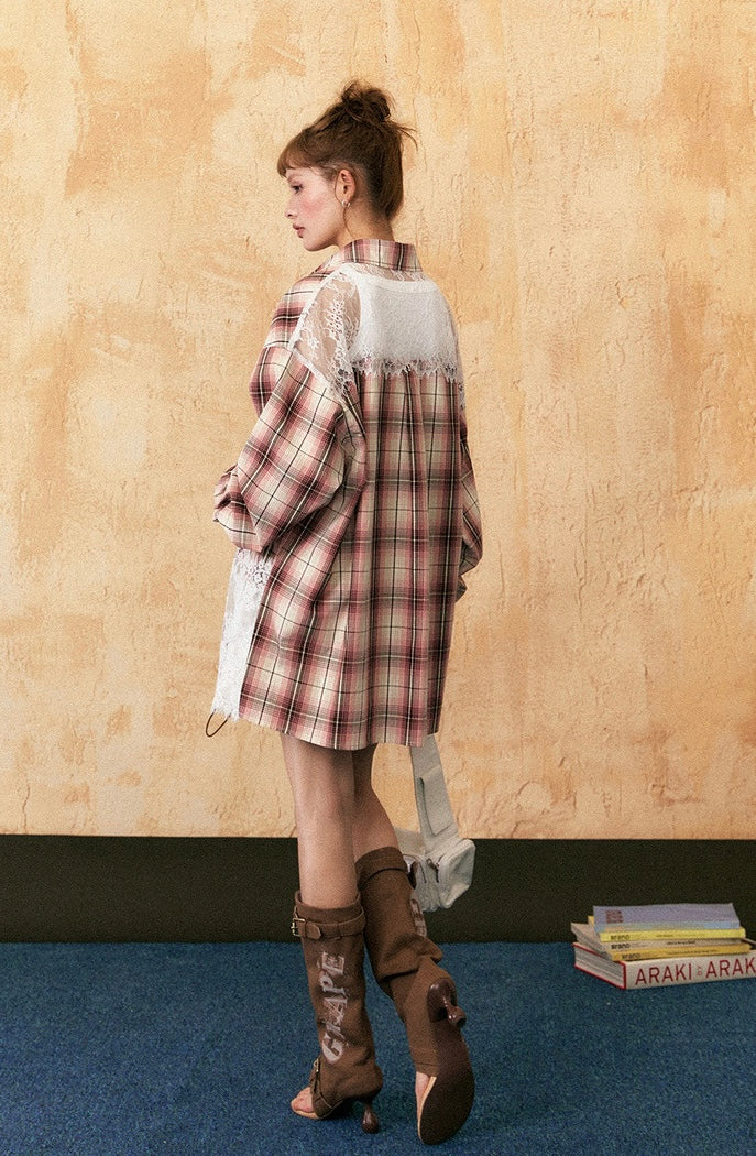 EZEK&STUDIO American retro plaid long sleeve shirt