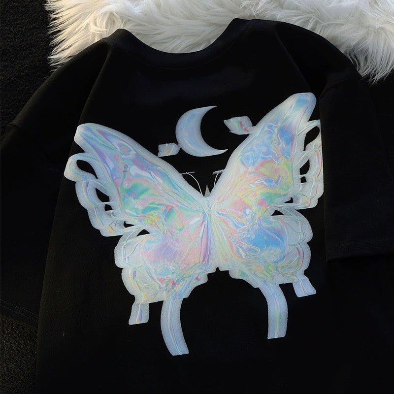 Konggeins Casual Butterfly Short Sleeve T-Shirt