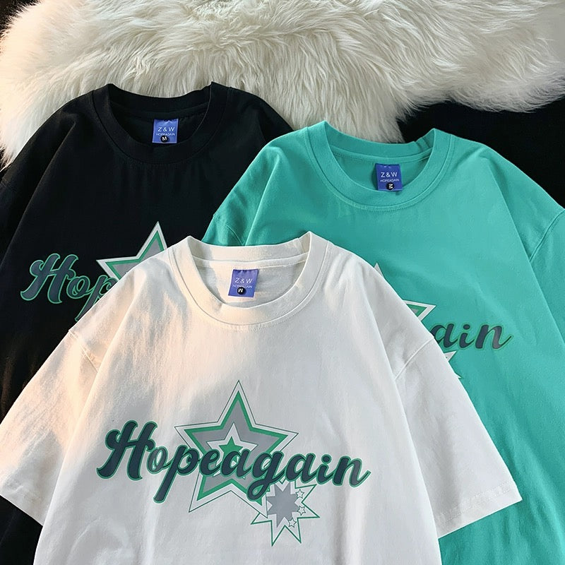 Konggeins American Retro star print short sleeve T-shirt
