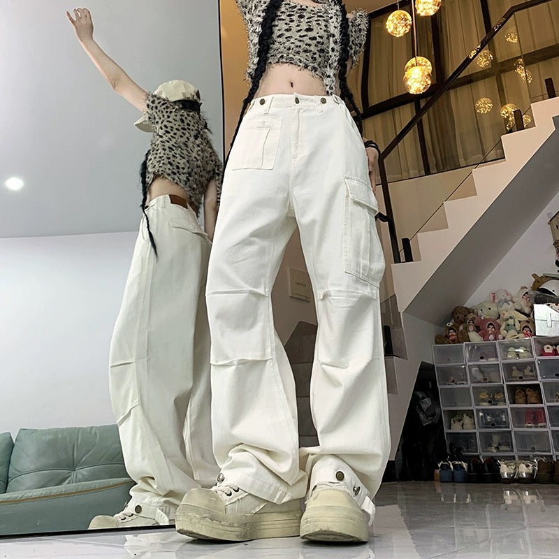 Konggeins American Straight Slim Wide Leg Pants