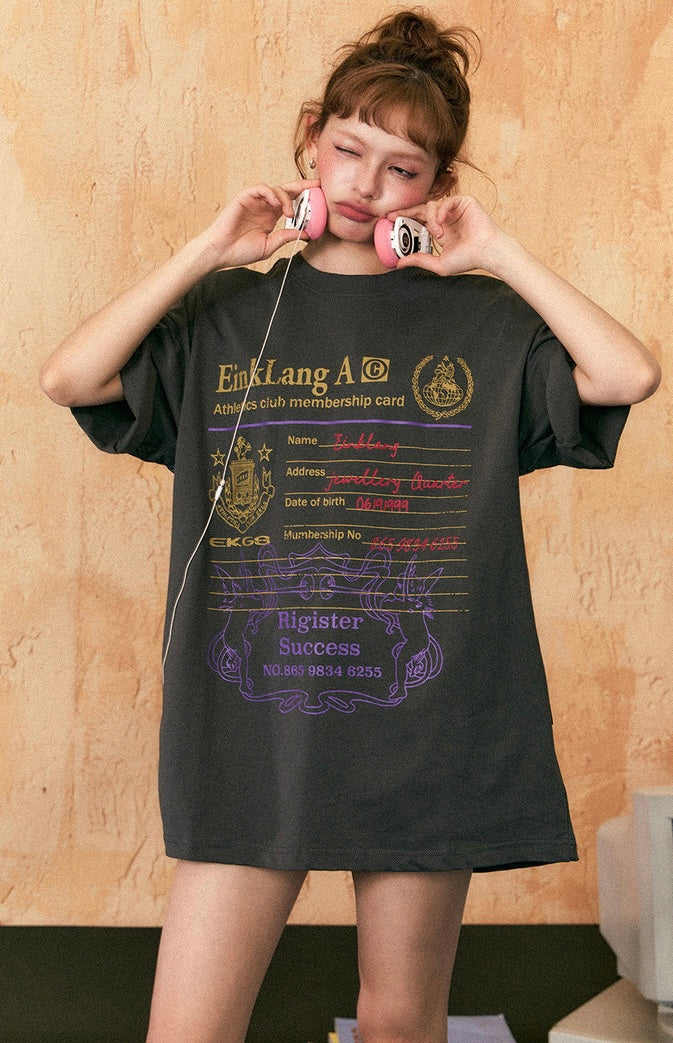 EZEK&STUDIO American Retro print casual short sleeve T-shirt