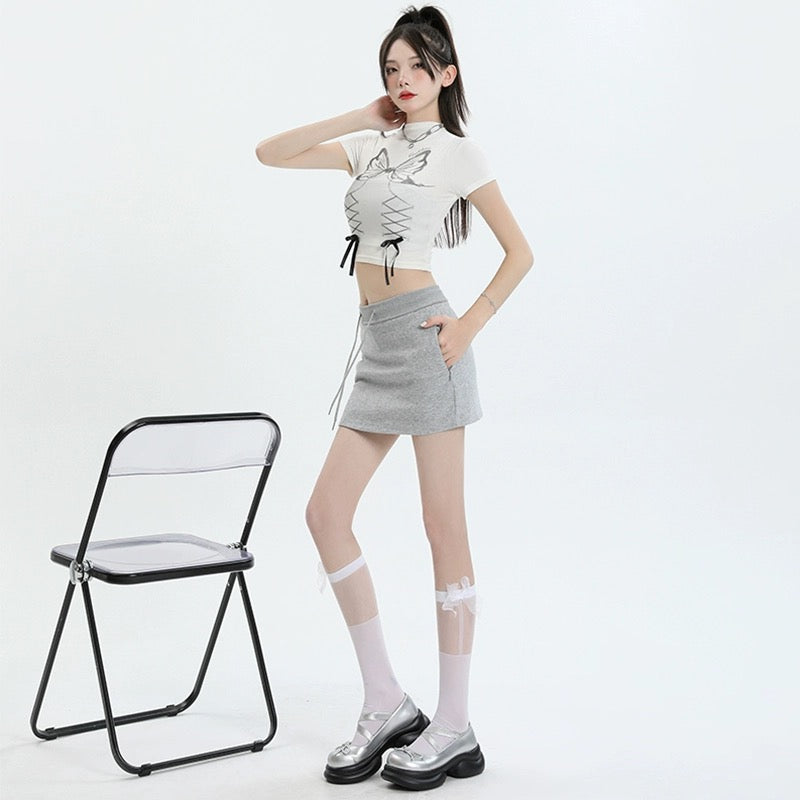 Konggeins American retro slim casual skirt