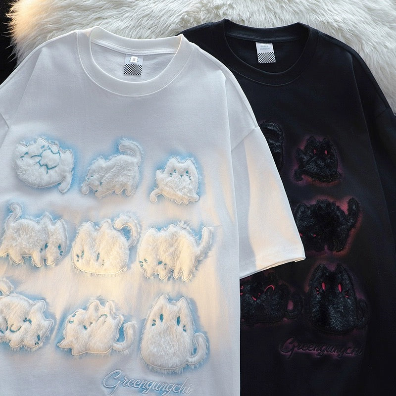 Konggeins Cat casual short sleeve T-shirt