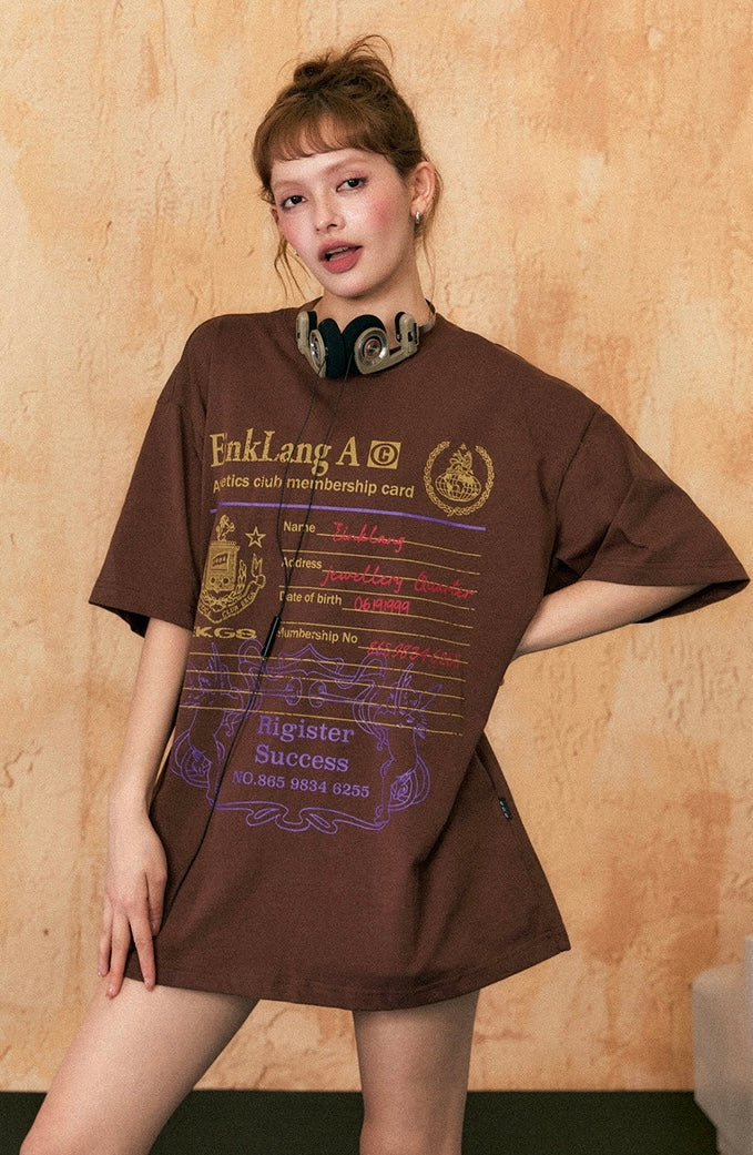 EZEK&STUDIO American Retro print casual short sleeve T-shirt