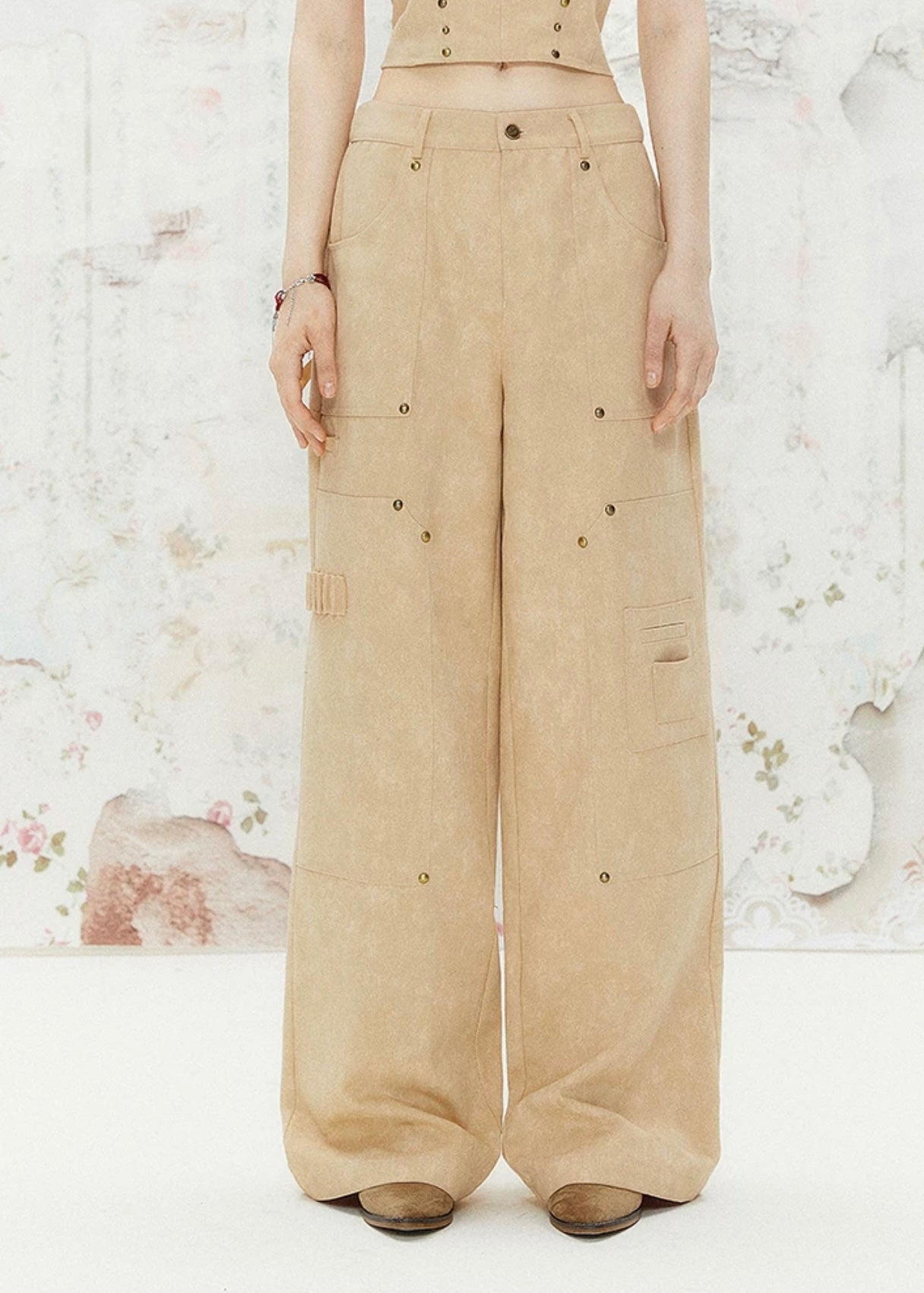 I'M ONE Retro distressed high waist slim overalls