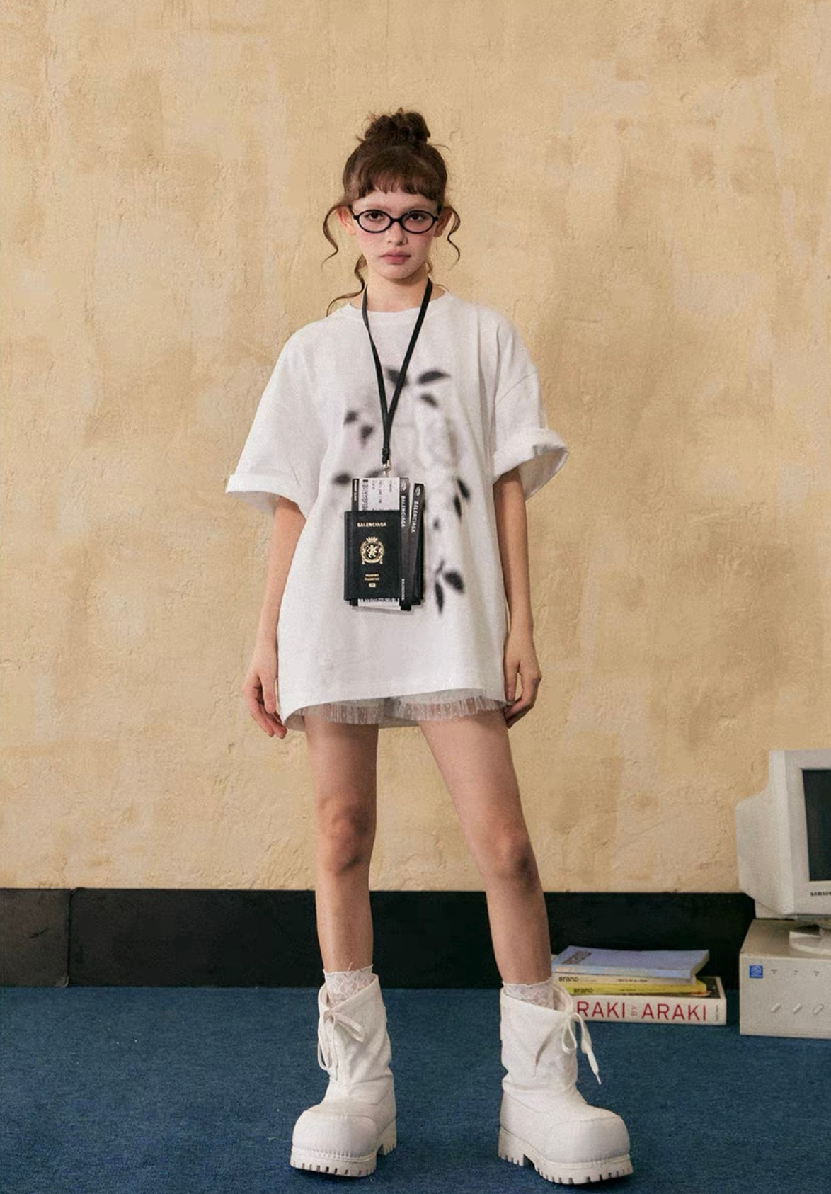 EZEK&STUDIO Hazy rose print short sleeve T-shirt