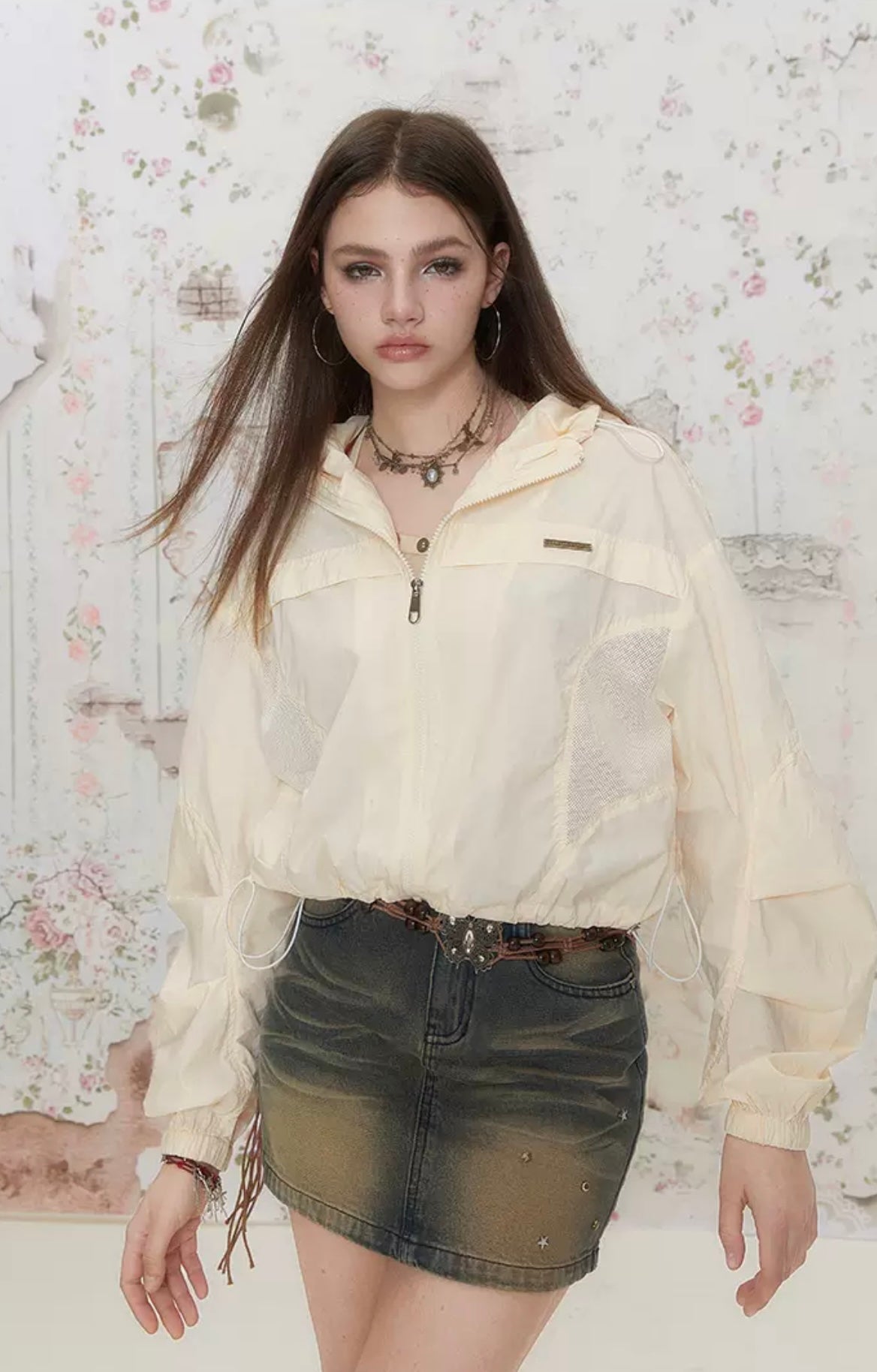 I'M ONE Mesh Stitching Workwear Style Sun Protection Shirt