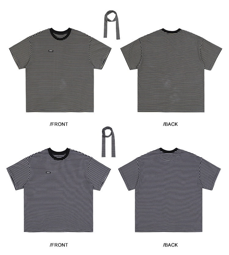 EZEK&STUDIO Casual Retro Striped Short Sleeve T-Shirt