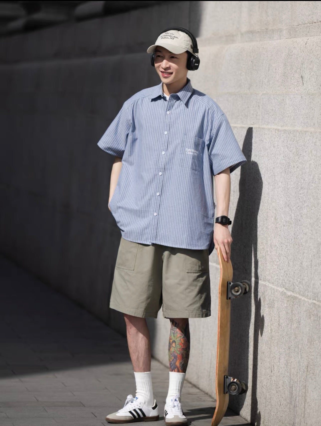 BELLKENIDE Retro cotton plain casual Shorts
