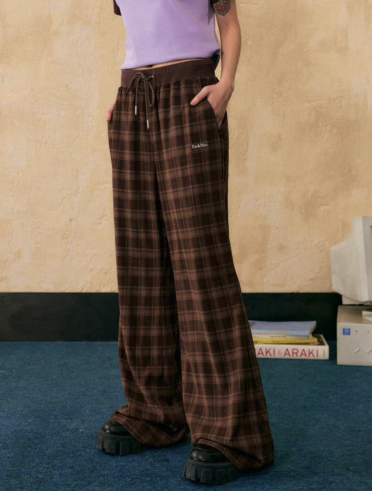 EZEK&STUDIO Retro plaid casual pants